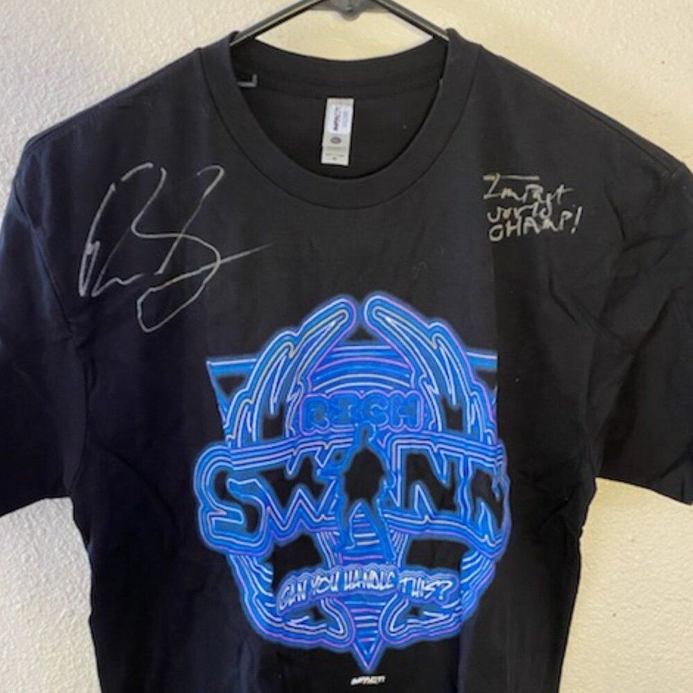 RICH SWANN TNA WRESTLING AUTOGRAPH EVENT WORN T SHIRT IMPACT WRESTLING AUTHENTIC